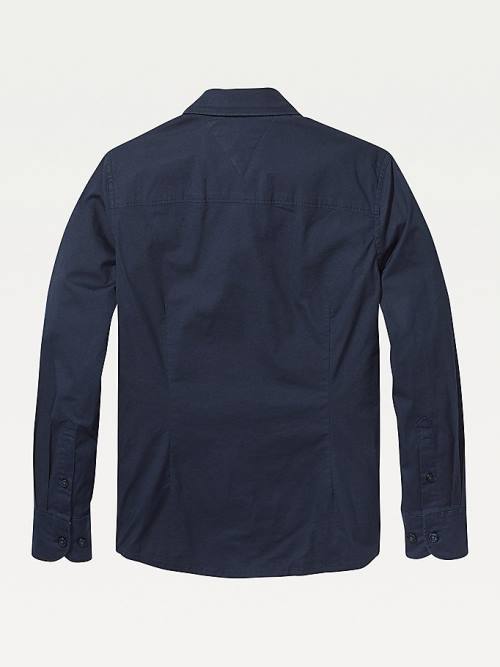 Tommy Hilfiger Slim Fit Stretch Shirt Dekleta Majice Modra | TH621ICZ