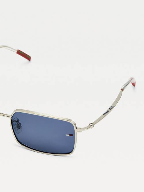 Tommy Hilfiger Slim Rectangular Moški Sončna Očala Srebrna | TH798IUK
