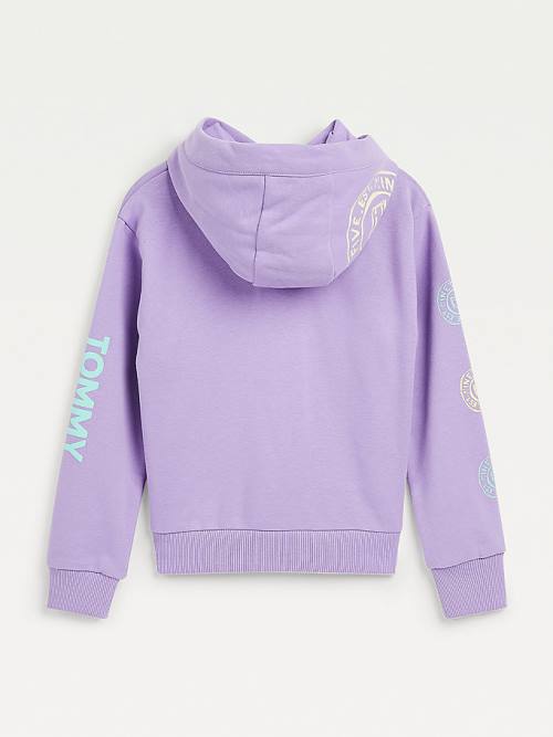 Tommy Hilfiger Snap-Button Overprint Dekleta Pulover s kapuco Vijolična | TH316CKX