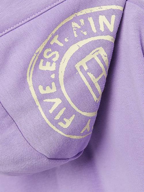 Tommy Hilfiger Snap-Button Overprint Dekleta Pulover s kapuco Vijolična | TH316CKX