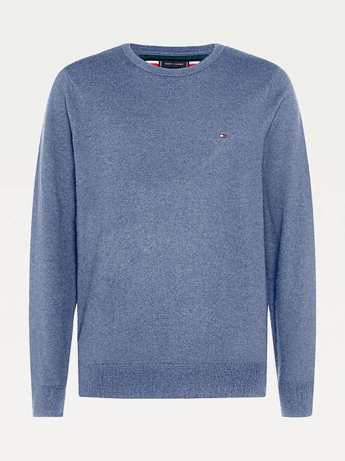 Tommy Hilfiger Soft Merino Wool Crew Neck Jumper Moški Puloverji Modra | TH720AKY