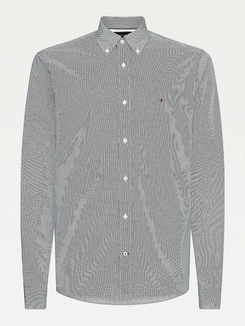Tommy Hilfiger Solid Print Regular Fit Poplin Moški Srajce Modra | TH730EHW