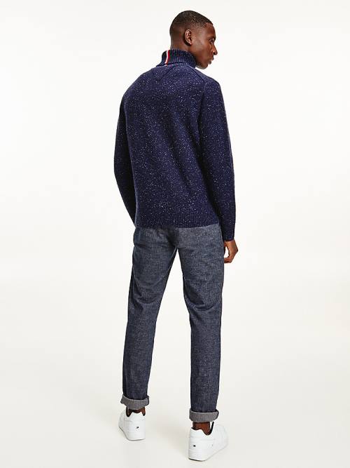 Tommy Hilfiger Speckled Roll Neck Relaxed Jumper Moški Puloverji Modra | TH938TCK
