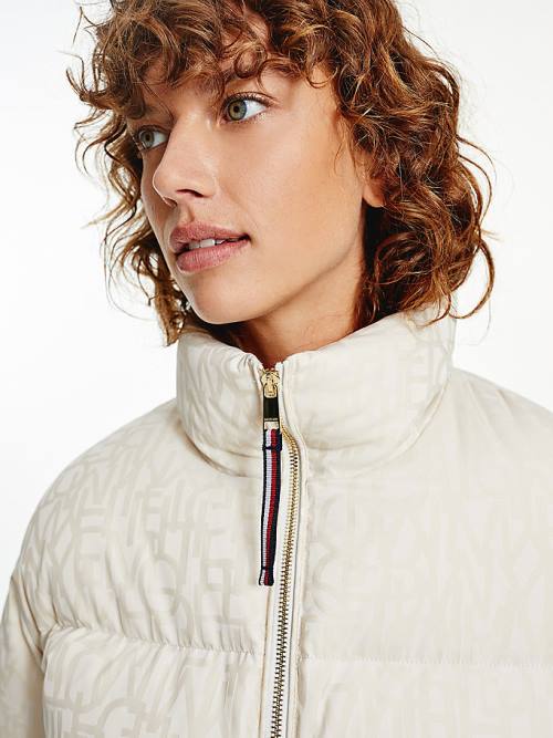 Tommy Hilfiger Spell Out Print Down Puffer Ženske Jakne Bela | TH506WBP