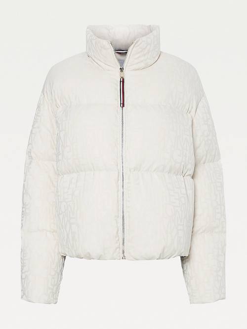 Tommy Hilfiger Spell Out Print Down Puffer Ženske Jakne Bela | TH506WBP
