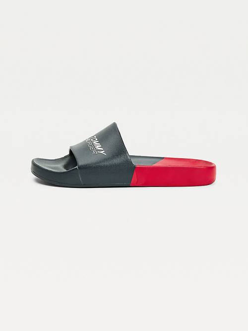 Tommy Hilfiger Sport Colour-Blocked Pool Slides Moški Sandali Modra | TH719NTE