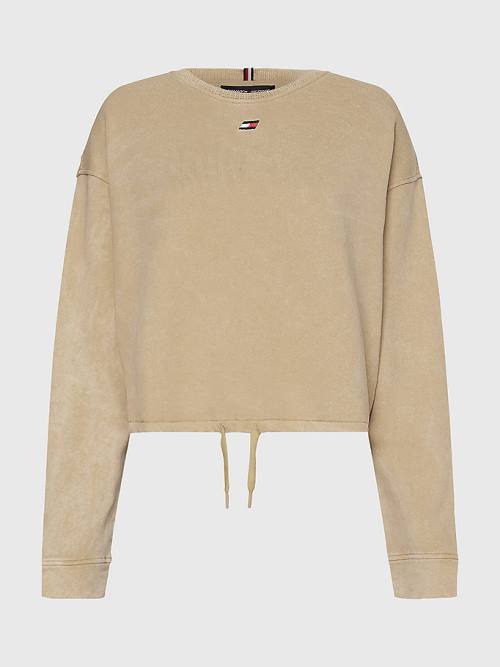 Tommy Hilfiger Sport Drawstring Hem Relaxed Fit Ženske Pulover Bež | TH249XRY