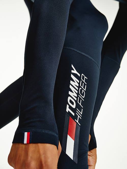 Tommy Hilfiger Sport Essential Rubberised Logo Tights Moški Hlače Modra | TH736VIN