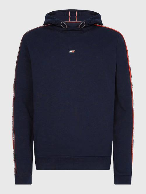 Tommy Hilfiger Sport Logo Tape Moški Pulover s kapuco Modra | TH215VWK
