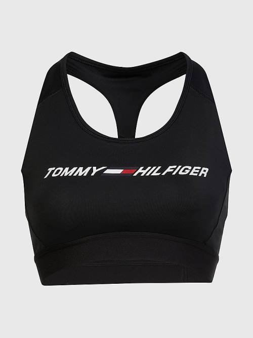 Tommy Hilfiger Sport Performance Medium Support Graphic Bra Ženske Spodnje Perilo Črna | TH543HNO