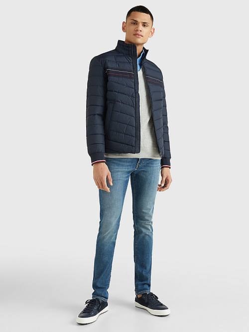 Tommy Hilfiger Stand-Up Collar Tape Puffer Moški Jakne Modra | TH638ISK