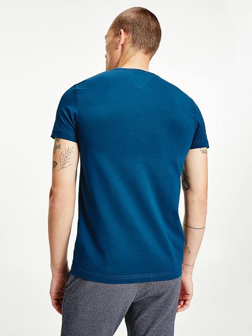 Tommy Hilfiger Stretch Organic Cotton Slim Fit Moški Majice Modra | TH573PJO