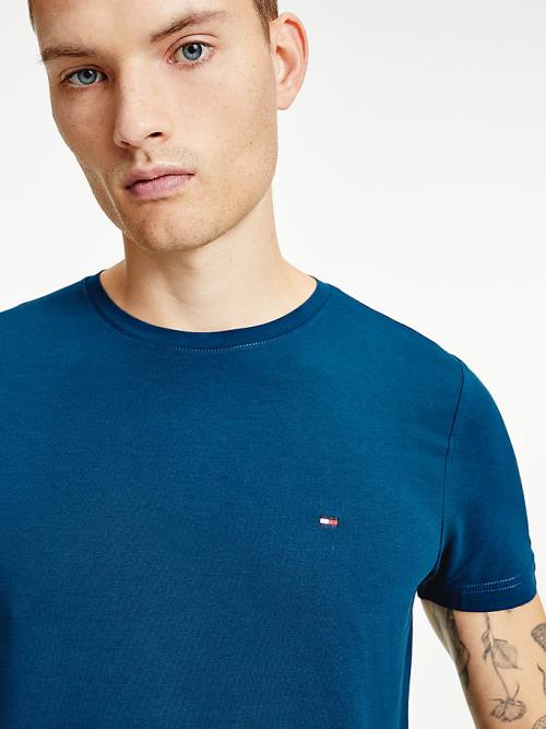 Tommy Hilfiger Stretch Organic Cotton Slim Fit Moški Majice Modra | TH573PJO
