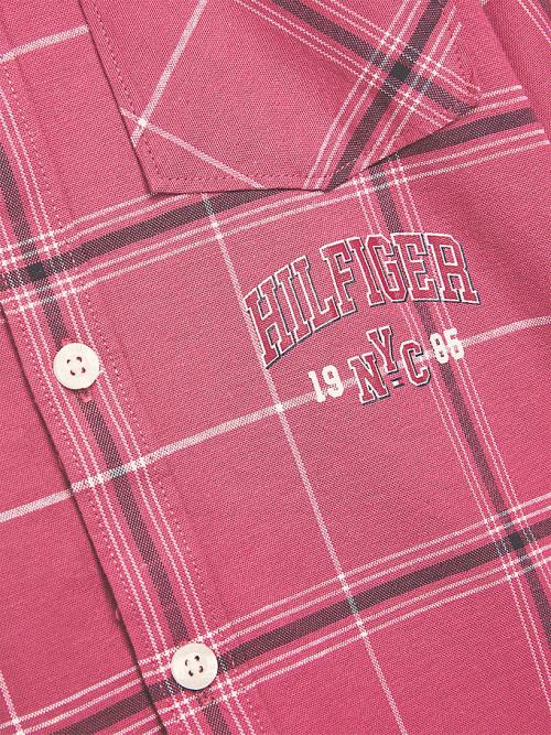 Tommy Hilfiger Stretch Oxford Cotton Check Fantje Srajce Rdeča | TH402VNZ