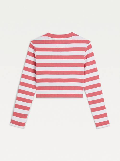 Tommy Hilfiger Stripe Crop Long Sleeve Dekleta Majice Rdeča | TH869YUB