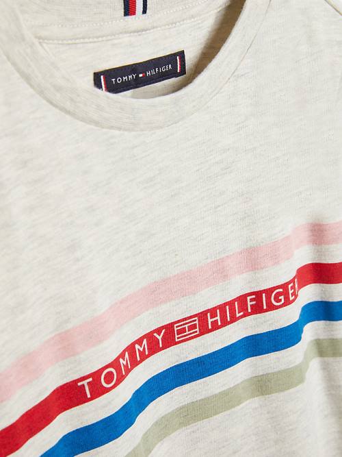 Tommy Hilfiger Stripe Logo Fantje Majice Bela | TH630UEJ