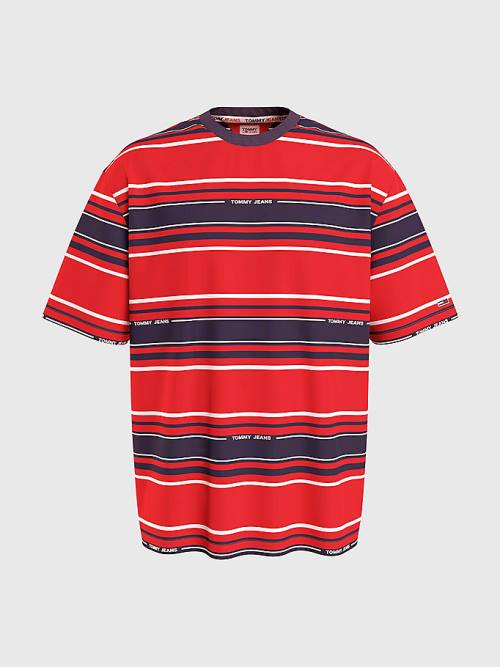Tommy Hilfiger Stripe Organic Cotton Moški Majice Modra | TH165OAC