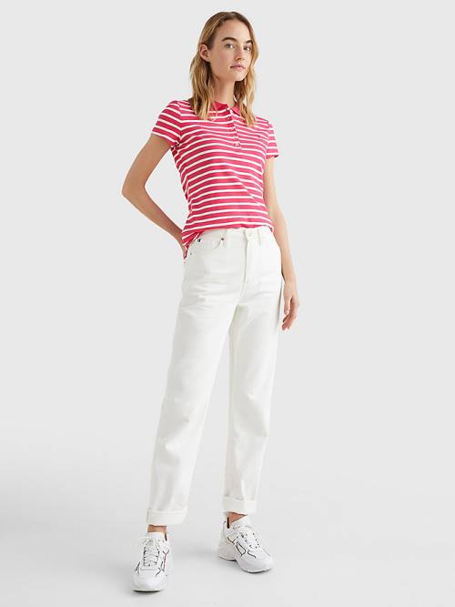 Tommy Hilfiger Stripe Slim Fit Ženske Polo Majica Roza | TH497SKM