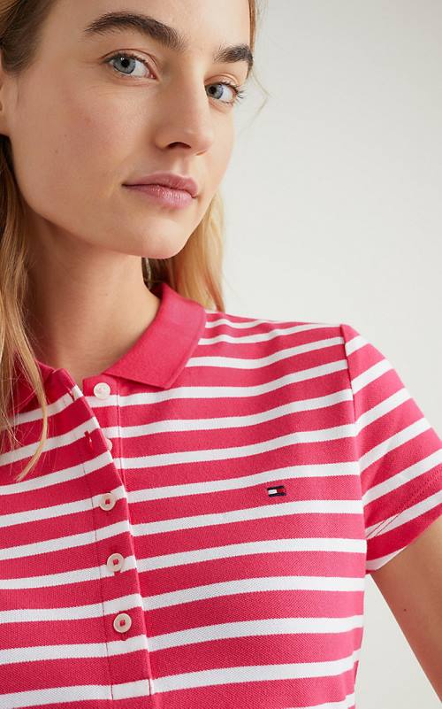 Tommy Hilfiger Stripe Slim Fit Ženske Polo Majica Roza | TH497SKM