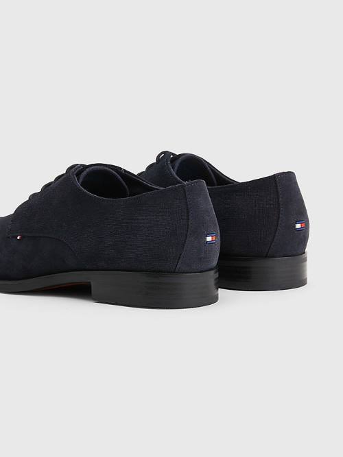 Tommy Hilfiger Suede Derby Moški Svečani Čevlji Modra | TH429XQB
