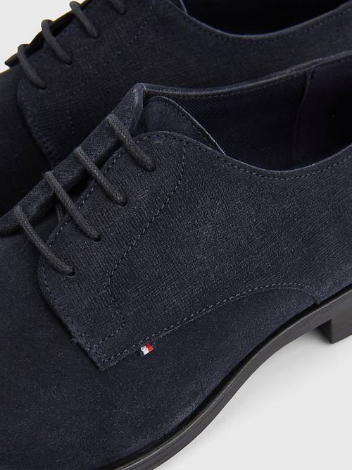 Tommy Hilfiger Suede Derby Moški Svečani Čevlji Modra | TH429XQB