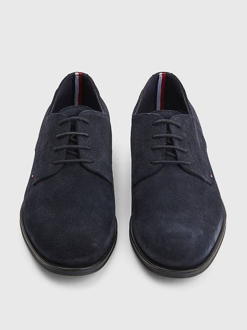 Tommy Hilfiger Suede Derby Moški Svečani Čevlji Modra | TH429XQB