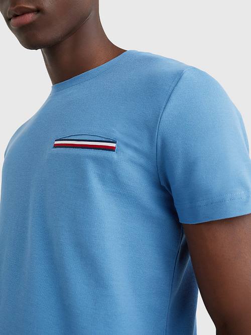 Tommy Hilfiger TH Flex Signature Detailing Moški Majice Modra | TH327PTD
