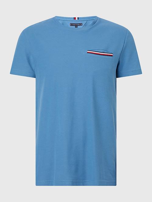 Tommy Hilfiger TH Flex Signature Detailing Moški Majice Modra | TH327PTD