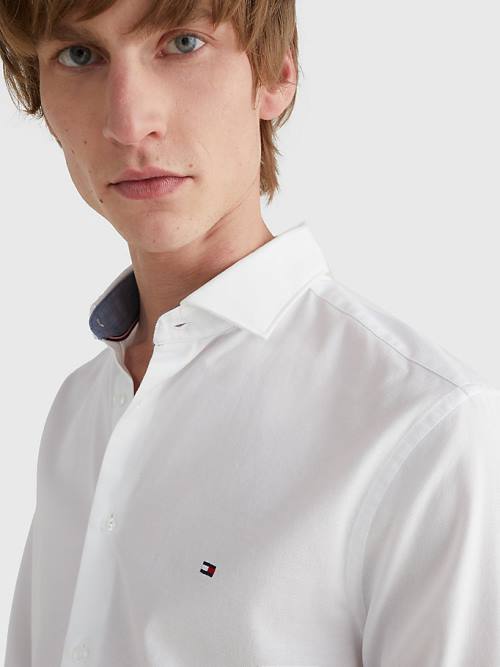 Tommy Hilfiger TH Flex Slim Fit Dobby Moški Srajce Bela | TH207DOE