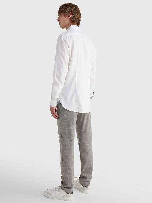 Tommy Hilfiger TH Flex Slim Fit Dobby Moški Srajce Bela | TH207DOE