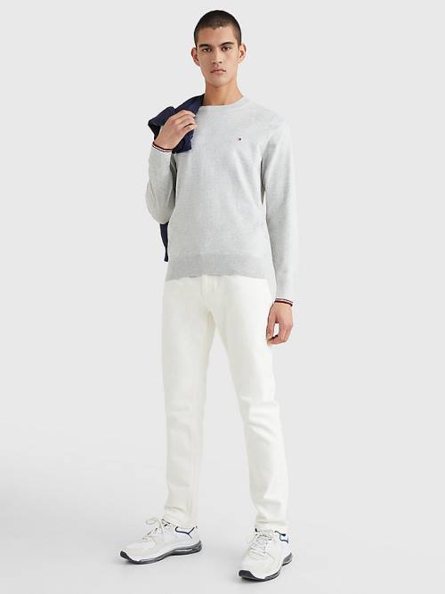 Tommy Hilfiger TH Flex Tipped Cuffs Jumper Moški Puloverji Siva | TH860ZPT