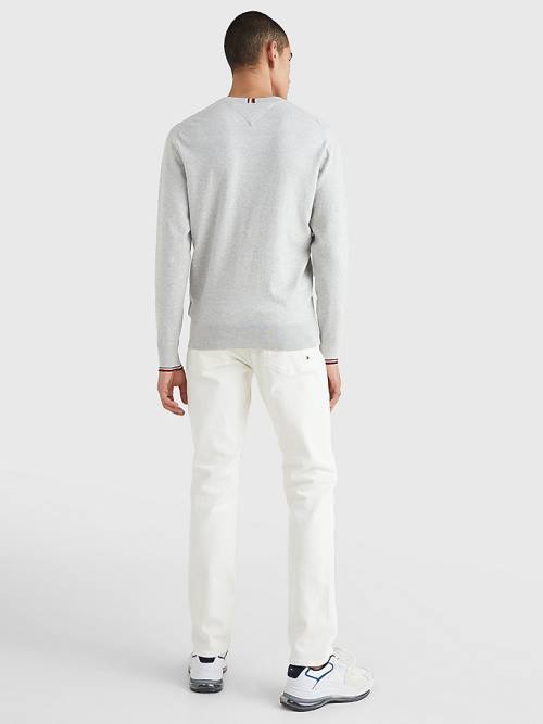 Tommy Hilfiger TH Flex Tipped Cuffs Jumper Moški Puloverji Siva | TH860ZPT