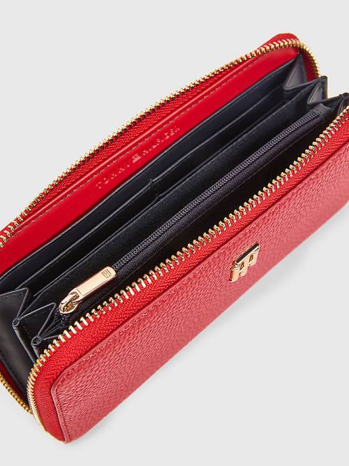 Tommy Hilfiger TH Monogram Large Zip-Around Ženske Denarnice Rdeča | TH216OHR