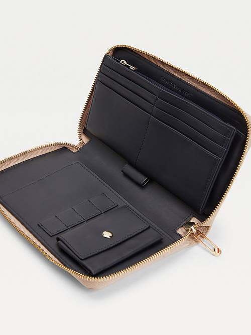 Tommy Hilfiger TH Monogram Plaque Ženske Denarnice Bež | TH415HPY