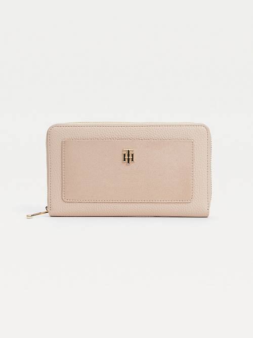 Tommy Hilfiger TH Monogram Plaque Ženske Denarnice Bež | TH415HPY