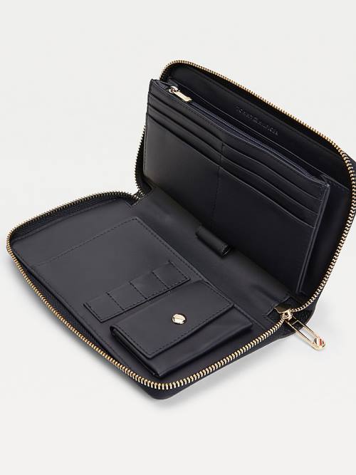 Tommy Hilfiger TH Monogram Plaque Ženske Denarnice Modra | TH437IWX