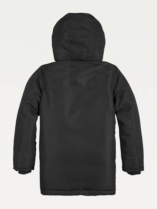 Tommy Hilfiger TH Tech Faux Fur Trim Parka Fantje Jakne Črna | TH359URF