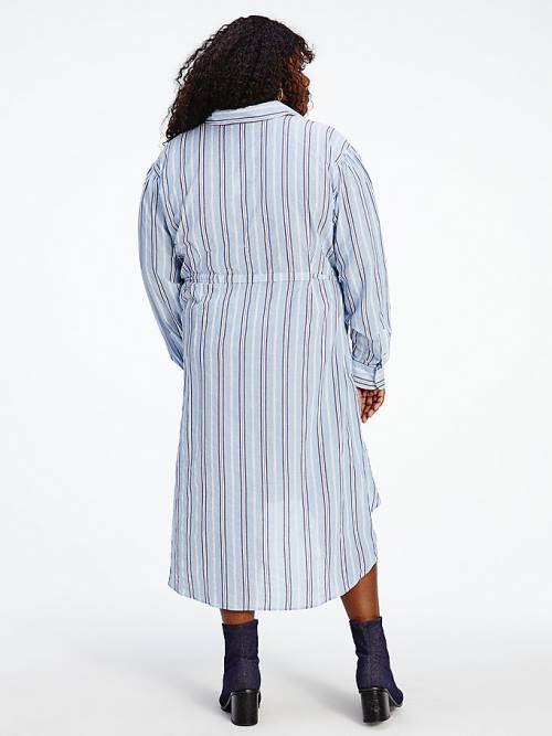 Tommy Hilfiger TOMMYXINDYA Shirt Ženske Obleke Modra | TH892XYQ