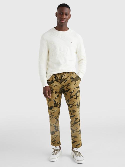 Tommy Hilfiger Textured Camo Jumper Moški Puloverji Bela | TH658UTO