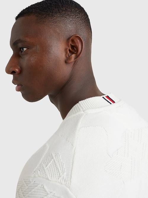 Tommy Hilfiger Textured Camo Jumper Moški Puloverji Bela | TH658UTO