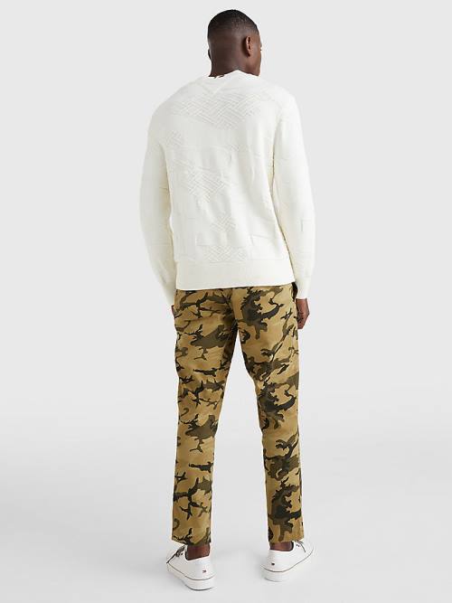 Tommy Hilfiger Textured Camo Jumper Moški Puloverji Bela | TH658UTO