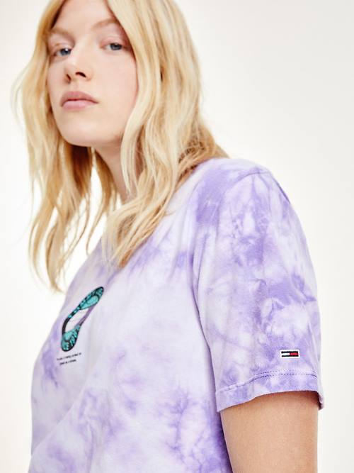 Tommy Hilfiger Tie-Dye Recycled Cotton Cropped Ženske Majice Vijolična | TH250VRY