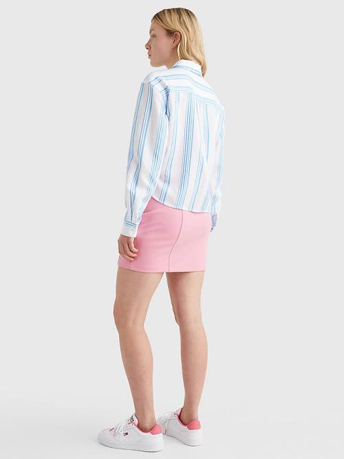 Tommy Hilfiger Tie-Front Stripe Ženske Srajce Modra | TH270JZK