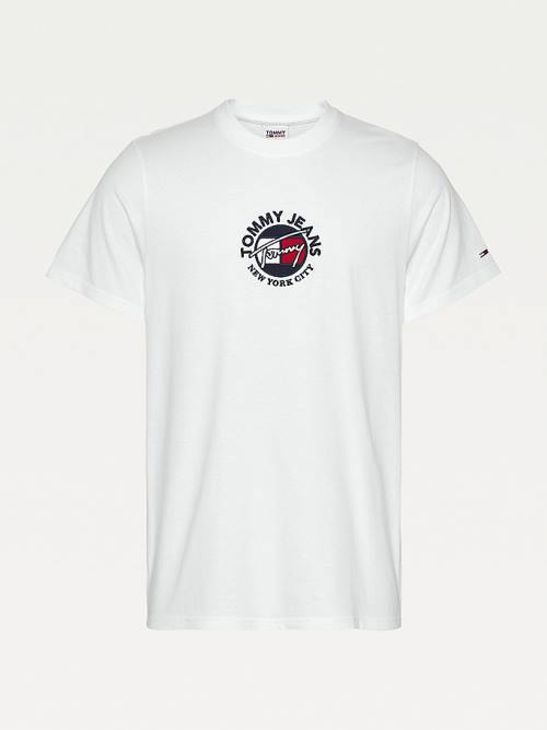 Tommy Hilfiger Timeless Signature Logo Moški Majice Bela | TH098UQW