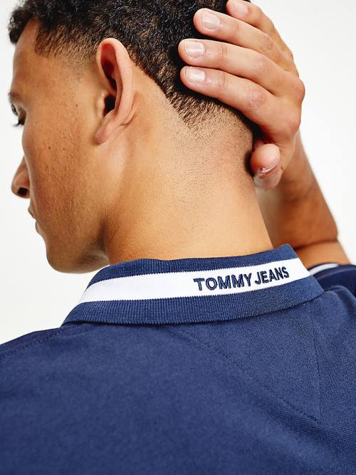 Tommy Hilfiger Tipped Stretch Slim Fit Moški Polo Majica Modra | TH813MLA