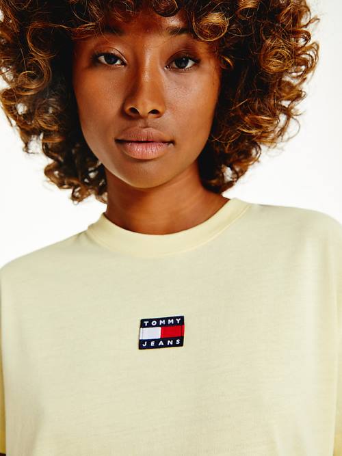 Tommy Hilfiger Tommy Badge Crew Neck Ženske Majice Rumena | TH691SNR