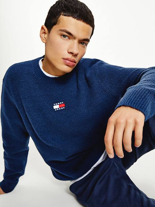 Tommy Hilfiger Tommy Badge Jumper Moški Puloverji Modra | TH378OWM