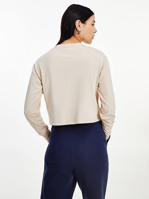 Tommy Hilfiger Tommy Badge Long Sleeve Ženske Majice Bež | TH316UAX