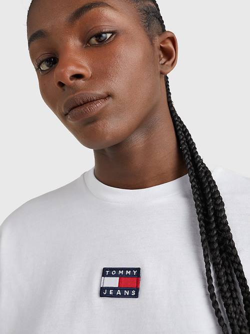 Tommy Hilfiger Tommy Badge Long Sleeve Ženske Majice Bela | TH739OBW