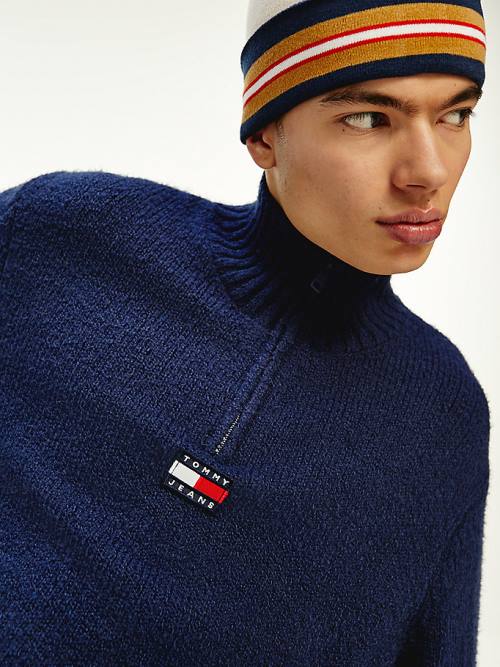 Tommy Hilfiger Tommy Badge Mock Turtleneck Jumper Moški Puloverji Modra | TH358ECS